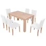 7-piece oak dining set with artificial leather in cream color by vidaXL, Furniture sets for kitchens and dining rooms - Ref: ...