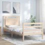 Bed frame with solid wood headboard 100x200 cm by vidaXL, Beds and slatted bases - Ref: Foro24-3194041, Price: 124,25 €, Disc...