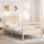 Bed frame with solid wood headboard 100x200 cm by vidaXL, Beds and slatted bases - Ref: Foro24-3194041, Price: 124,25 €, Disc...