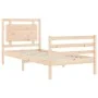 Bed frame with solid wood headboard 100x200 cm by vidaXL, Beds and slatted bases - Ref: Foro24-3194041, Price: 124,25 €, Disc...