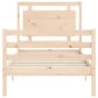 Bed frame with solid wood headboard 100x200 cm by vidaXL, Beds and slatted bases - Ref: Foro24-3194041, Price: 124,25 €, Disc...