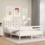 Estructura de cama con cabecero madera maciza blanco 140x190 cm de vidaXL, Camas y somieres - Ref: Foro24-3193902, Precio: 12...