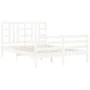 Estructura de cama con cabecero madera maciza blanco 140x190 cm de vidaXL, Camas y somieres - Ref: Foro24-3193902, Precio: 12...