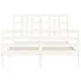 Estructura de cama con cabecero madera maciza blanco 140x190 cm de vidaXL, Camas y somieres - Ref: Foro24-3193902, Precio: 12...