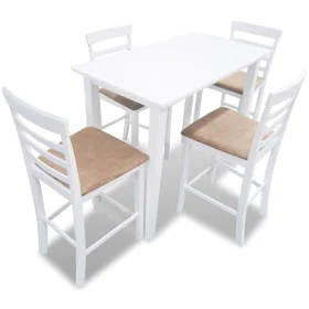 Bar table and 4 white wood bar stools by vidaXL, Furniture sets for kitchens and dining rooms - Ref: Foro24-271832, Price: 42...