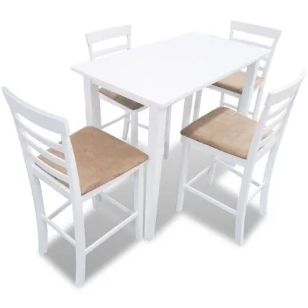 Bar table and 4 white wood bar stools by vidaXL, Furniture sets for kitchens and dining rooms - Ref: Foro24-271832, Price: 42...