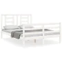 White solid wood bed frame with headboard 120x200 cm by vidaXL, Beds and slatted bases - Ref: Foro24-3194697, Price: 124,12 €...