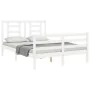 White solid wood bed frame with headboard 120x200 cm by vidaXL, Beds and slatted bases - Ref: Foro24-3194697, Price: 124,12 €...