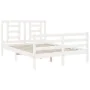 White solid wood bed frame with headboard 120x200 cm by vidaXL, Beds and slatted bases - Ref: Foro24-3194697, Price: 124,12 €...