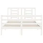 White solid wood bed frame with headboard 120x200 cm by vidaXL, Beds and slatted bases - Ref: Foro24-3194697, Price: 124,12 €...