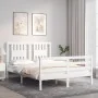White solid wood bed frame with headboard 140x190 cm by vidaXL, Beds and slatted bases - Ref: Foro24-3194552, Price: 142,76 €...
