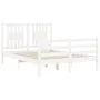White solid wood bed frame with headboard 140x190 cm by vidaXL, Beds and slatted bases - Ref: Foro24-3194552, Price: 142,76 €...