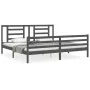 Estructura de cama con cabecero madera maciza gris 200x200 cm de vidaXL, Camas y somieres - Ref: Foro24-3194723, Precio: 170,...