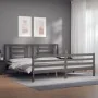 Estructura de cama con cabecero madera maciza gris 200x200 cm de vidaXL, Camas y somieres - Ref: Foro24-3194723, Precio: 170,...