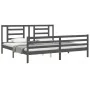 Estructura de cama con cabecero madera maciza gris 200x200 cm de vidaXL, Camas y somieres - Ref: Foro24-3194723, Precio: 170,...