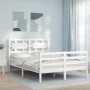 White solid wood bed frame with headboard 120x200 cm by vidaXL, Beds and slatted bases - Ref: Foro24-3194437, Price: 129,59 €...