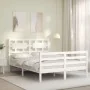 White solid wood bed frame with headboard 120x200 cm by vidaXL, Beds and slatted bases - Ref: Foro24-3194437, Price: 129,59 €...