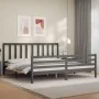 Estructura de cama con cabecero madera maciza gris 200x200 cm de vidaXL, Camas y somieres - Ref: Foro24-3193878, Precio: 165,...