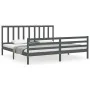 Estructura de cama con cabecero madera maciza gris 200x200 cm de vidaXL, Camas y somieres - Ref: Foro24-3193878, Precio: 165,...