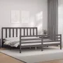 Estructura de cama con cabecero madera maciza gris 200x200 cm de vidaXL, Camas y somieres - Ref: Foro24-3193878, Precio: 165,...