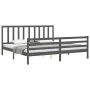 Estructura de cama con cabecero madera maciza gris 200x200 cm de vidaXL, Camas y somieres - Ref: Foro24-3193878, Precio: 165,...