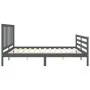 Estructura de cama con cabecero madera maciza gris 200x200 cm de vidaXL, Camas y somieres - Ref: Foro24-3193878, Precio: 165,...