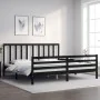 Bed frame with black solid wood headboard 200x200 cm by vidaXL, Beds and slatted bases - Ref: Foro24-3193815, Price: 169,78 €...