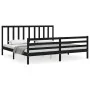 Bed frame with black solid wood headboard 200x200 cm by vidaXL, Beds and slatted bases - Ref: Foro24-3193815, Price: 169,78 €...