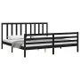 Bed frame with black solid wood headboard 200x200 cm by vidaXL, Beds and slatted bases - Ref: Foro24-3193815, Price: 169,78 €...