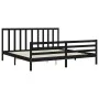 Bed frame with black solid wood headboard 200x200 cm by vidaXL, Beds and slatted bases - Ref: Foro24-3193815, Price: 169,78 €...