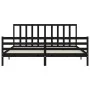 Bed frame with black solid wood headboard 200x200 cm by vidaXL, Beds and slatted bases - Ref: Foro24-3193815, Price: 169,78 €...