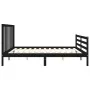 Bed frame with black solid wood headboard 200x200 cm by vidaXL, Beds and slatted bases - Ref: Foro24-3193815, Price: 169,78 €...