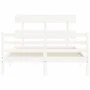 White solid wood bed frame with headboard 120x200 cm by vidaXL, Beds and slatted bases - Ref: Foro24-3195087, Price: 117,26 €...