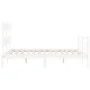 White solid wood bed frame with headboard 120x200 cm by vidaXL, Beds and slatted bases - Ref: Foro24-3195087, Price: 117,26 €...