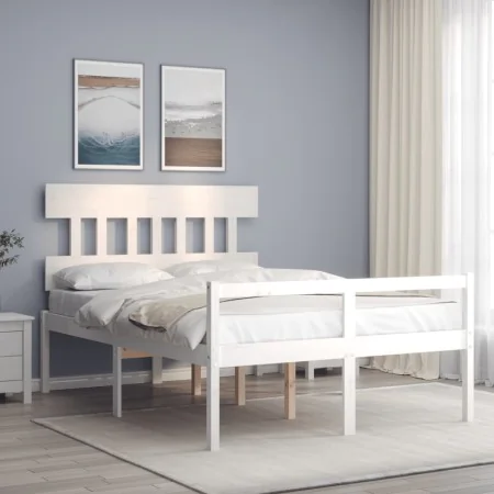 Cama para personas mayores con cabecero madera maciza 140x190cm de vidaXL, Camas y somieres - Ref: Foro24-3195397, Precio: 17...