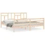 Bed frame with solid wood headboard 200x200 cm by vidaXL, Beds and slatted bases - Ref: Foro24-3194981, Price: 140,48 €, Disc...