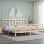 Bed frame with solid wood headboard 200x200 cm by vidaXL, Beds and slatted bases - Ref: Foro24-3194981, Price: 140,48 €, Disc...