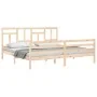 Bed frame with solid wood headboard 200x200 cm by vidaXL, Beds and slatted bases - Ref: Foro24-3194981, Price: 140,48 €, Disc...