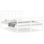 Estructura de cama matrimonio con cabecero madera maciza blanco de vidaXL, Camas y somieres - Ref: Foro24-3193927, Precio: 14...