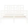 Estructura de cama matrimonio con cabecero madera maciza blanco de vidaXL, Camas y somieres - Ref: Foro24-3193927, Precio: 14...