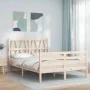 Bed frame with solid wood headboard 120x200 cm by vidaXL, Beds and slatted bases - Ref: Foro24-3194371, Price: 121,50 €, Disc...