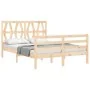 Bed frame with solid wood headboard 120x200 cm by vidaXL, Beds and slatted bases - Ref: Foro24-3194371, Price: 121,50 €, Disc...