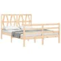 Estructura de cama con cabecero madera maciza 120x200 cm de vidaXL, Camas y somieres - Ref: Foro24-3194371, Precio: 121,48 €,...