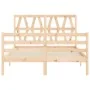Bed frame with solid wood headboard 120x200 cm by vidaXL, Beds and slatted bases - Ref: Foro24-3194371, Price: 121,50 €, Disc...