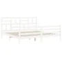 White solid wood bed frame with headboard 200x200cm by vidaXL, Beds and slatted bases - Ref: Foro24-3194917, Price: 152,65 €,...