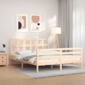 Estructura de cama con cabecero madera maciza 160x200 cm de vidaXL, Camas y somieres - Ref: Foro24-3194841, Precio: 138,07 €,...