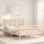 Bed frame with solid wood headboard 120x200 cm by vidaXL, Beds and slatted bases - Ref: Foro24-3194111, Price: 117,88 €, Disc...