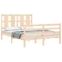 Bed frame with solid wood headboard 120x200 cm by vidaXL, Beds and slatted bases - Ref: Foro24-3194111, Price: 117,88 €, Disc...