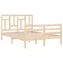 Bed frame with solid wood headboard 140x200 cm by vidaXL, Beds and slatted bases - Ref: Foro24-3194961, Price: 124,22 €, Disc...