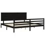 Bed frame with black solid wood headboard 200x200 cm by vidaXL, Beds and slatted bases - Ref: Foro24-3195245, Price: 183,86 €...